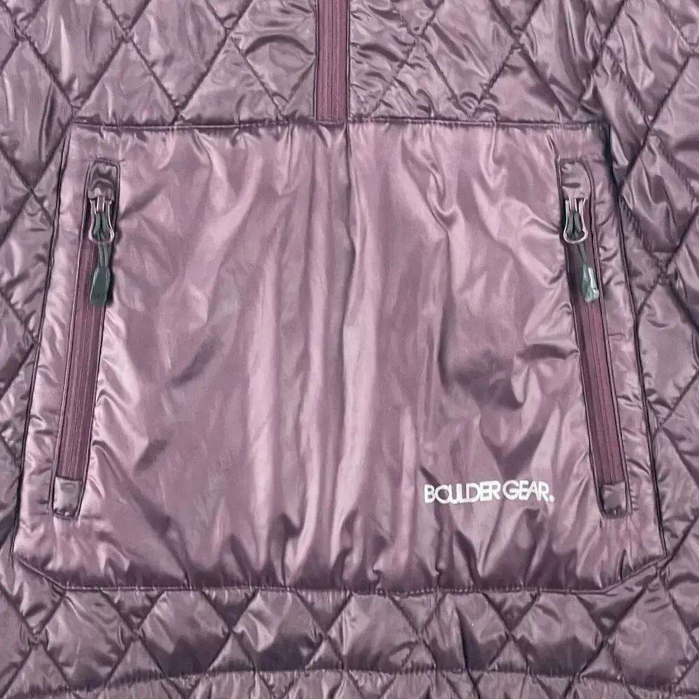 Boulder Gear Womens Quilted Hooded Anorak Pullover Jacket SZ M Plum Purple